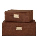 Conjunto De Caixas Organizadoras Decorativas Em Pu Marrom