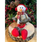 Boneco de Neve Natal Sentado Vermelho Bege 35cm
