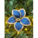 Flor Natalina Bico de Papagaio Azul Jeans 26cm