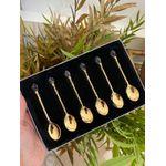 Conjunto 6 Colheres de Café de Zamac Crystal Dourada Wolff