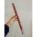 Jogo 15 Bolas de Natal Tubo Misto Vermelho 3cm