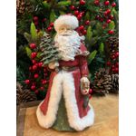 Enfeite Papai Noel em Resina com Pinheiro Vermelho e Verde 23cm Cromus