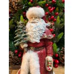 Enfeite Papai Noel em Resina com Pinheiro Vermelho e Verde 23cm Cromus