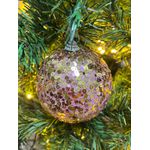 Jogo De 3 Bolas De Natal Rosa Brilho Lantejoula Dourada 10cm