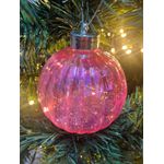 Jogo De 3 Bolas De Natal Rosa Transparente Brilho 10cm