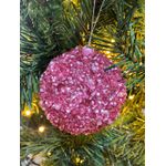 Jogo De 3 Bolas De Natal Rosa Brilho Lantejoula 10cm