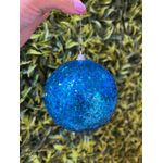 Jogo 3 Bolas De Natal Glitter Azul Tok Da Casa 10cm