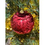 Jogo De 3 Bolas De Natal Escama Vermelho Brilho 10cm