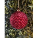 Jogo 3 Bolas Decorada Vermelho Brilho 10cm Natal Florarte