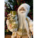 Papai Noel Branco Com Dourado Saco Presentes 30cm Natal