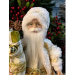 Papai Noel Branco Com Dourado Saco Presentes 30cm Natal