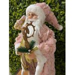 Boneco Papai Noel Luxo em Pé Rosa e Cajado 60cm