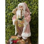 Boneco Papai Noel Luxo em Pé Rosa e Cajado 60cm