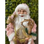 Boneco Papai Noel Luxo em Pé Rosa e Cajado 60cm
