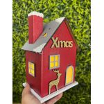 Casinha Natalina Estrela Vermelha com Led Xmas 18cm
