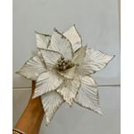 Flor Natalina Poinsetia Champagne com Brilho 22cm 