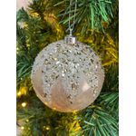 Jogo De 3 Bolas De Natal Champagne Detalhes Brilho 10cm