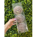Jogo 3 Bolas Decoradas Brilho Marrom Tecido Off 10cm Natal