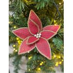 Flor Natalina Rústica Poinsetia Vermelho Juta