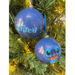 Jogo 2 Bolas De Natal Decorada Disney Stitch 10cm 2 Unidades