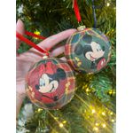 Jogo 4 Bolas Natal Disney Original Mickey Minnie Xadrez 8cm