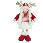 Boneco Natal Menina Em Pé Vermelho E Branco Roupinha Luxo