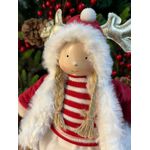 Boneco Natal Menina Em Pé Vermelho E Branco Roupinha Luxo