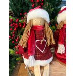 Enfeite Natal Menina Sentada Roupinha Tweed Coração 49cm