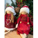 Enfeite Natal Menino Sentado Roupinha Tweed Macacão 43cm