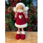 Enfeite Natal Menina em Pé Asas Roupa Tricot Coração 45cm