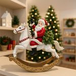Papai Noel no Cavalo Decorativo Natal Resina 26cm