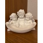Trio de Anjinhos Resina Branco Decoração 27cm 