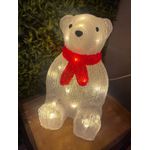 Urso em Acrílico com Led Branco Quente 38,5cm