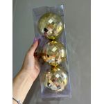 Jogo 3 Bolas De Natal Dourada Facetada 10cm Natal