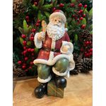 Papai Noel em Resina Presentes 24,5cm Vermelho Verde