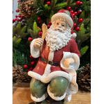 Papai Noel em Resina Presentes 24,5cm Vermelho Verde
