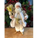 Papai Noel Champagne Com Dourado Saco Presentes 28cm Natal