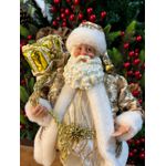 Papai Noel Champagne Com Dourado Saco Presentes 28cm Natal