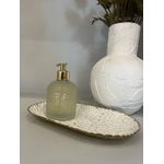 Bandeja em Metal Oval Off White C Dourado 26cm
