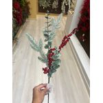 Galho Natalino Grande Nevado Berry E Pinha Verde E Vermelho 63cm