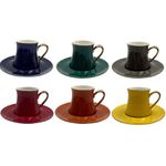Jogo de 6 Xícaras Café Galet Colorido New Bone 80ml L'Hermitage