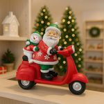 Enfeite Decorativo Natal Papai Noel na Moto Resina 23cm