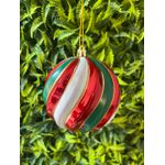 Bola De Natal Decorada Colorida Listras 3 Unidades 8cm