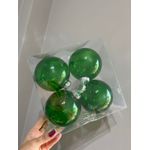 Jogo 4 Bolas Translucida Verde 10cm 4 Unidades Cromus Natal