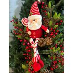 Papai Noel Sentado Vermelho E Branco Pirulito