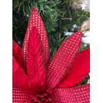 Flor Natalina Poinsetia Vermelha Veludo Juta Brilho Luxo