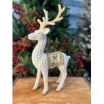 Rena Decorativa Em Resina Natal Branca E Bege Trançado 40cm