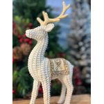 Rena Decorativa Em Resina Natal Branca E Bege Trançado 40cm