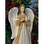 Anjo Em Resina Estrela Branco E Bege Decoração Natal 30cm