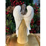 Anjo Em Resina Estrela Branco E Bege Decoração Natal 30cm